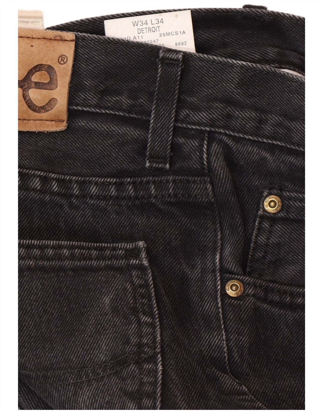 LEE Mens Detroit Straight Jeans W34 L34 Cinza Algodão