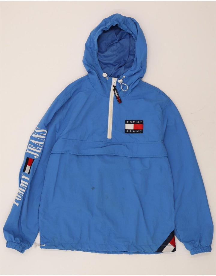Tommy Hilfiger Jaqueta masculina com capuz gráfico Anorak Reino Unido 38 Azul médio