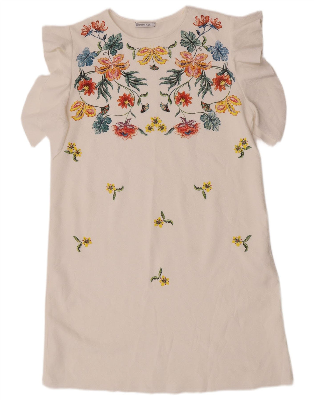 Zara Womens Shift Dress UK 14 Médio Branco Floral Poliéster
