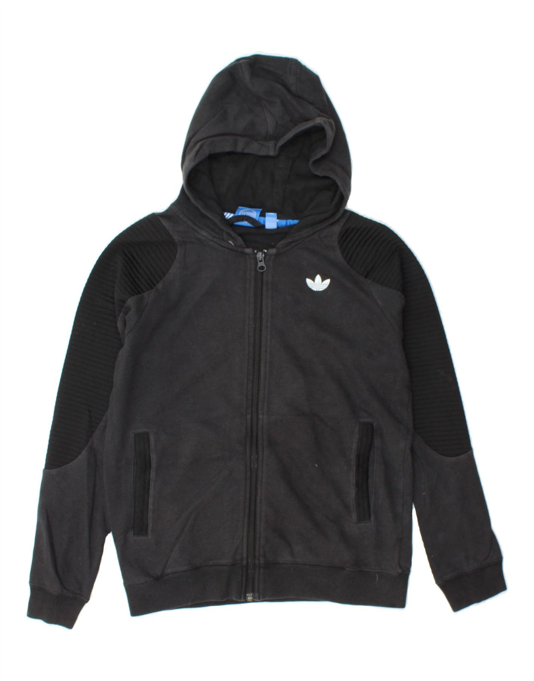 ADIDAS Boys Zip Hoodie Sweater 11-12 Years Black Cotton Vintage Adidas and Second-Hand Adidas from Messina Hembry 