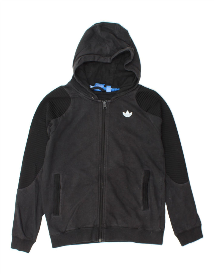 ADIDAS Boys Zip Hoodie Sweater 11-12 Years Black Cotton Vintage Adidas and Second-Hand Adidas from Messina Hembry 