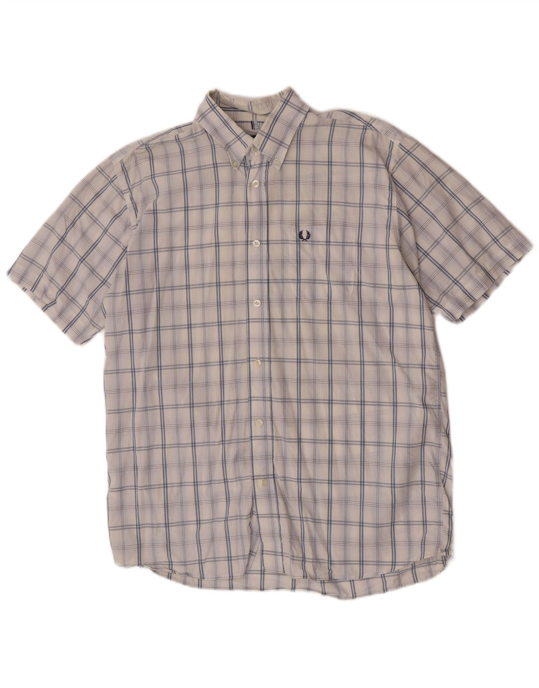 Camisa masculina de manga curta Fred Perry grande algodão xadrez branco