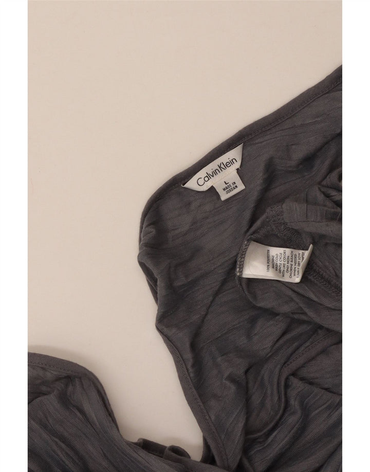 Colete feminino CALVIN KLEIN UK 14 poliéster listrado cinza grande