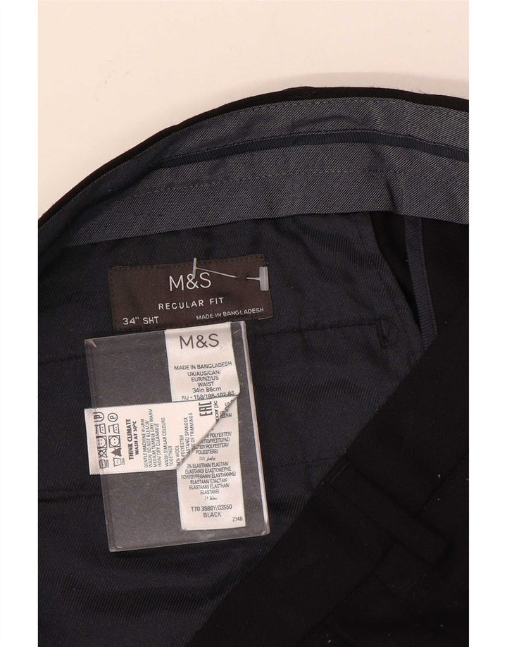 Calça Chino Masculina Marks & Spencer Regular Fit W34 L29 Lã Preta