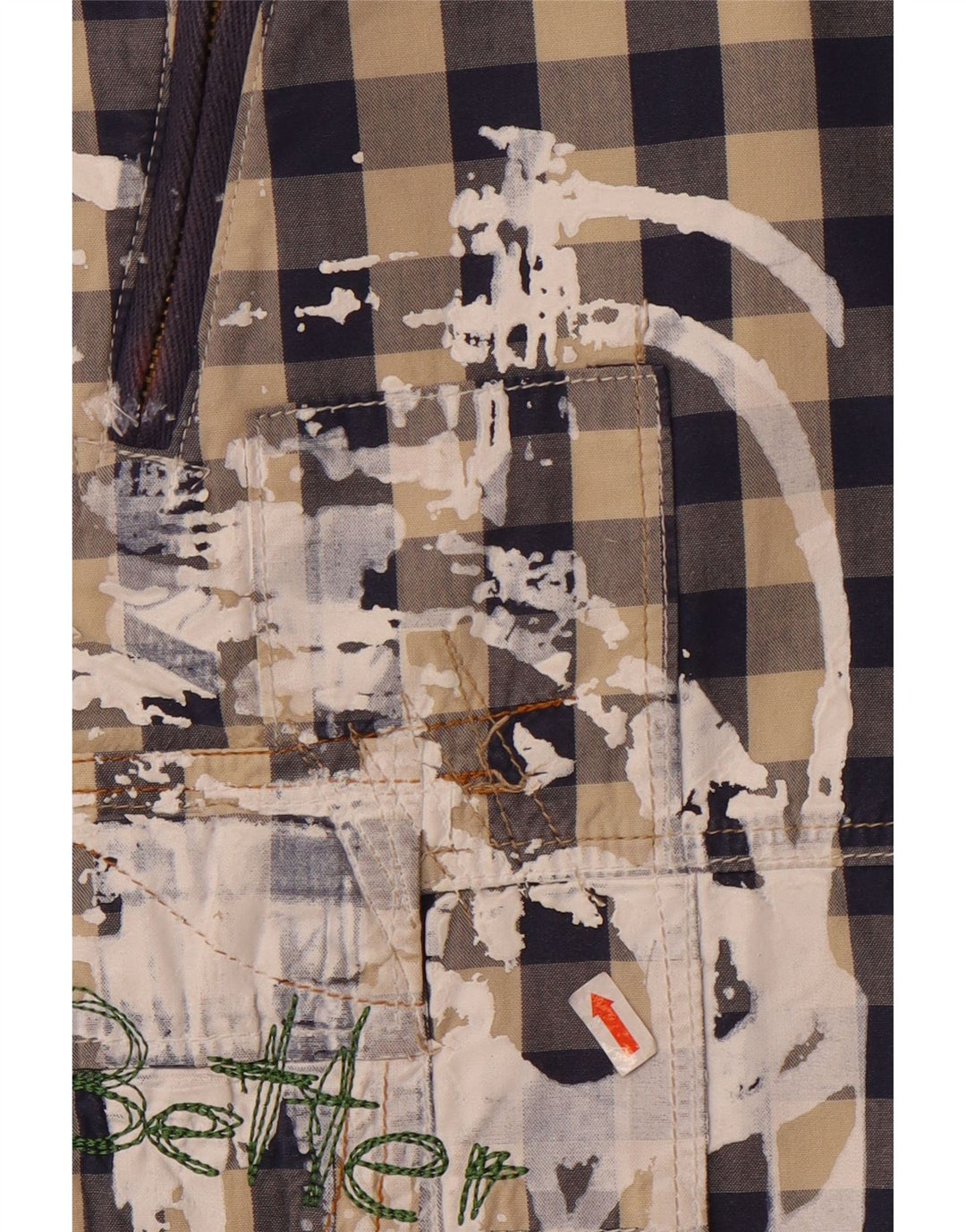 Desigual Shorts Cargo Feminino Gráfico EU 42 Grande W34 Azul Marinho Gingham