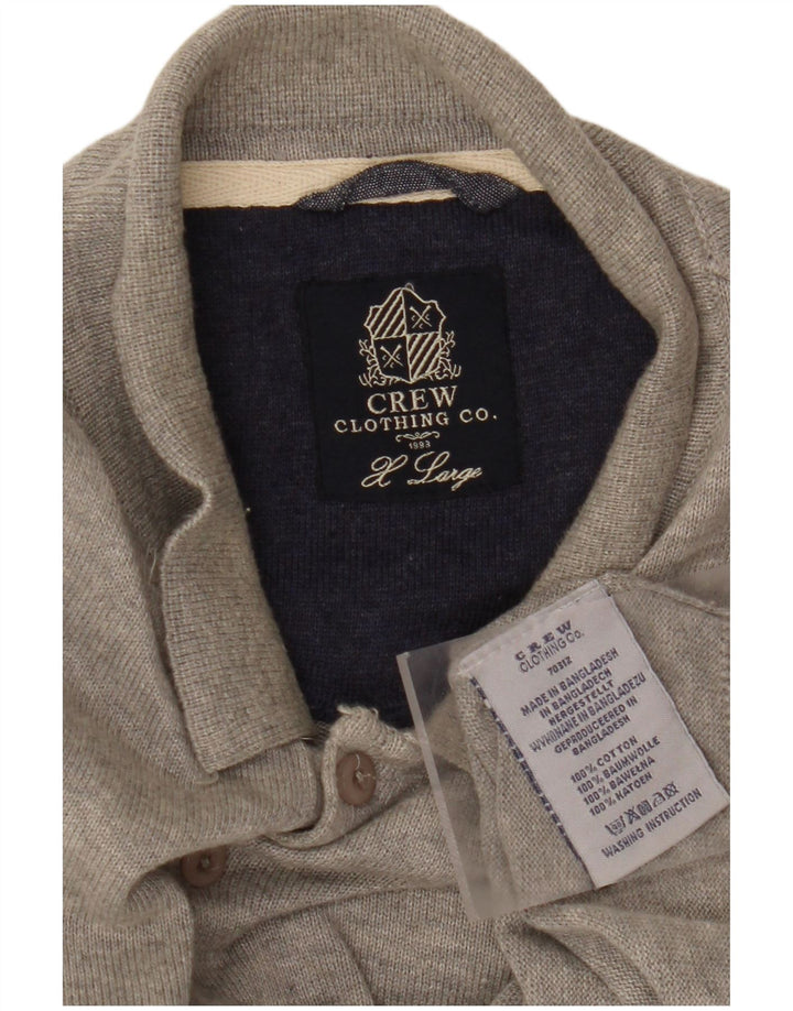 CREW CLOTHING Suéter masculino com gola polo e algodão cinza XL