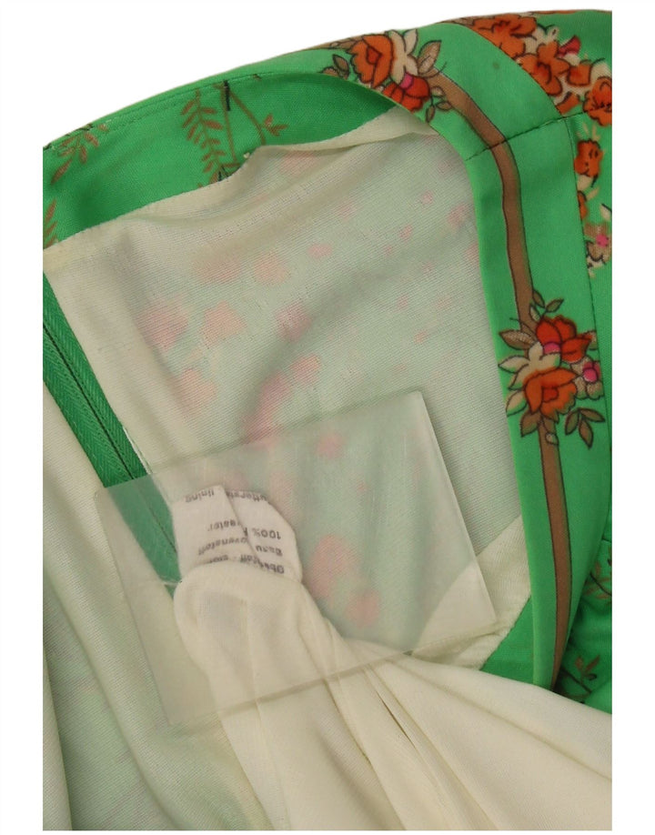 Vestido vintage feminino evasê EU 40 poliéster floral verde médio