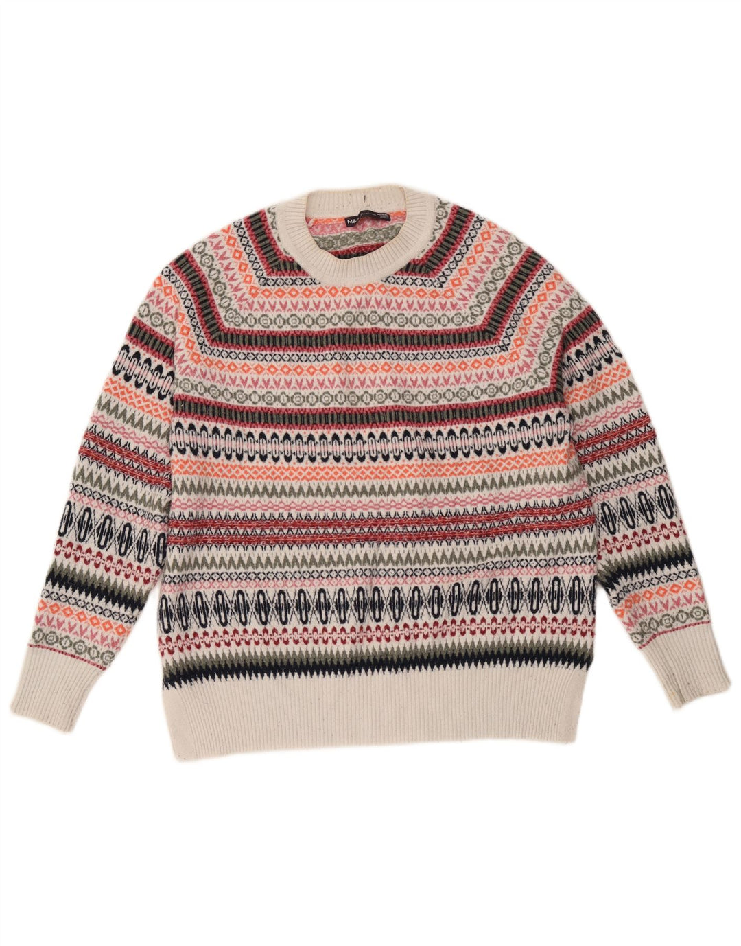 Suéter feminino Marks & Spencer com gola redonda Reino Unido 14 médio multicolorido