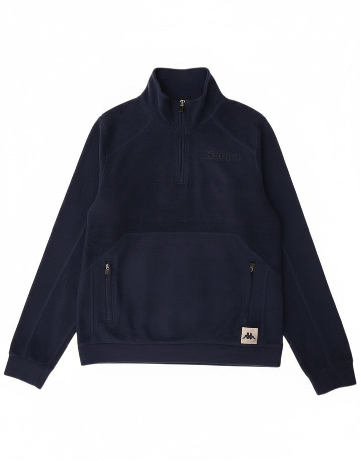 Suéter masculino Kappa com zíper e gola em lã, médio, azul marinho, poliéster