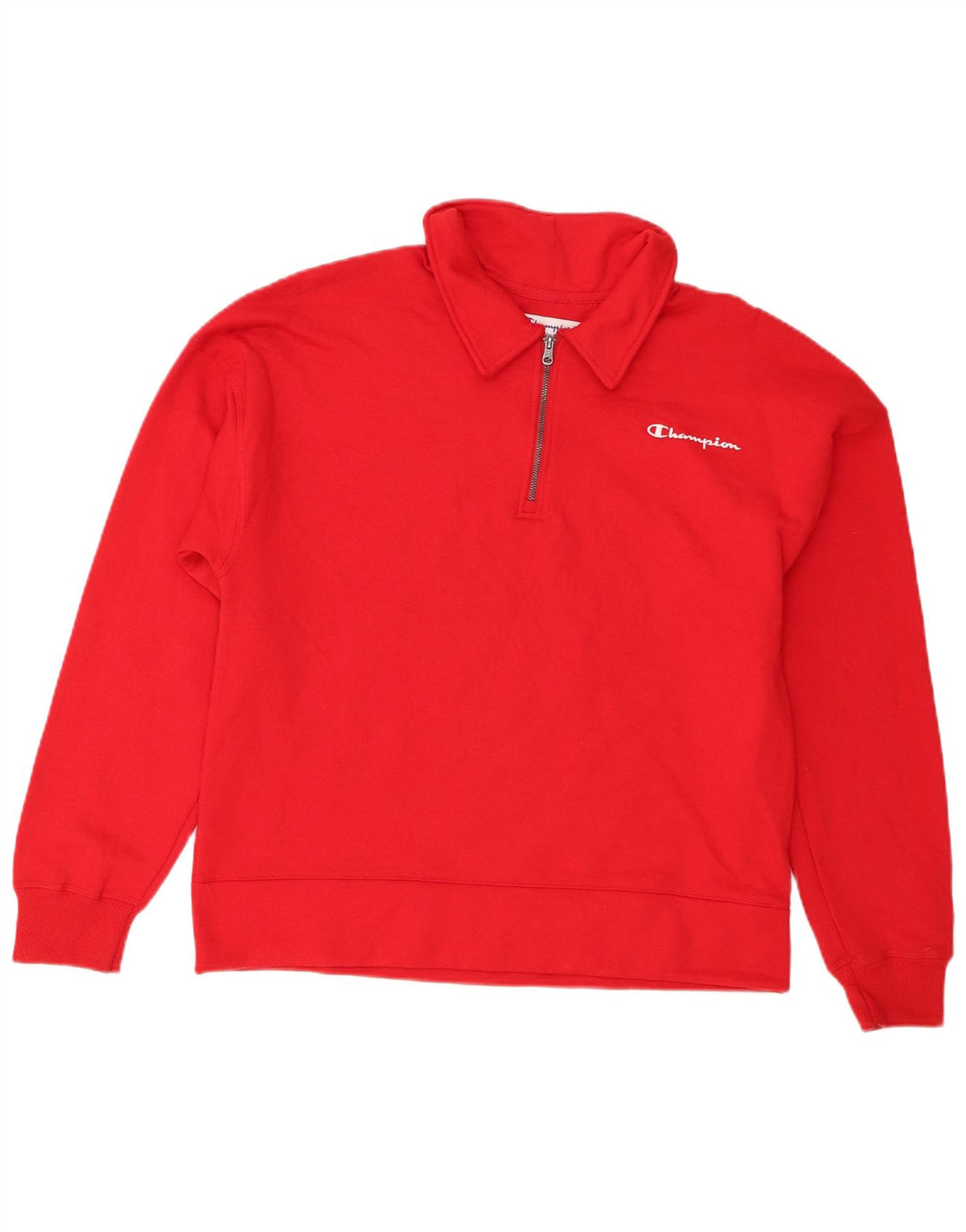 Suéter feminino Champion com zíper e gola em algodão vermelho médio