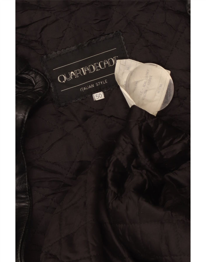 Casaco feminino de couro superdimensionado VINTAGE IT 50 XL couro preto