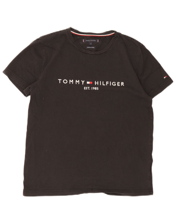 Tommy Hilfiger Camiseta masculina gráfica Top médio algodão preto
