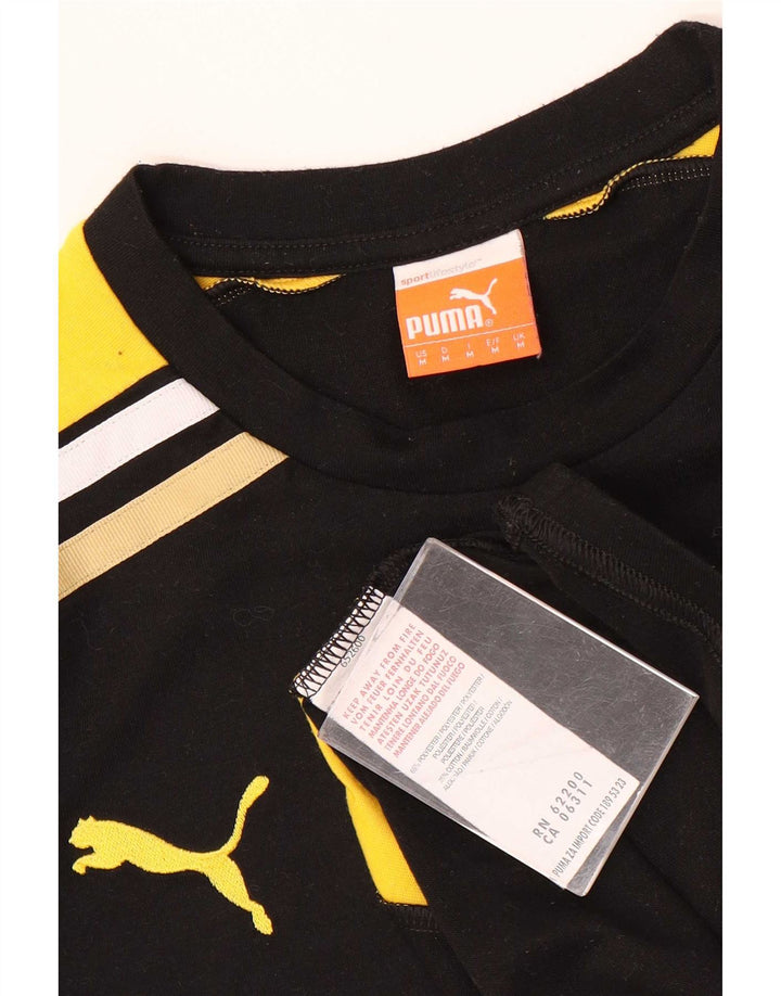 Camiseta masculina Puma Graphic Top médio preto colorblock poliéster