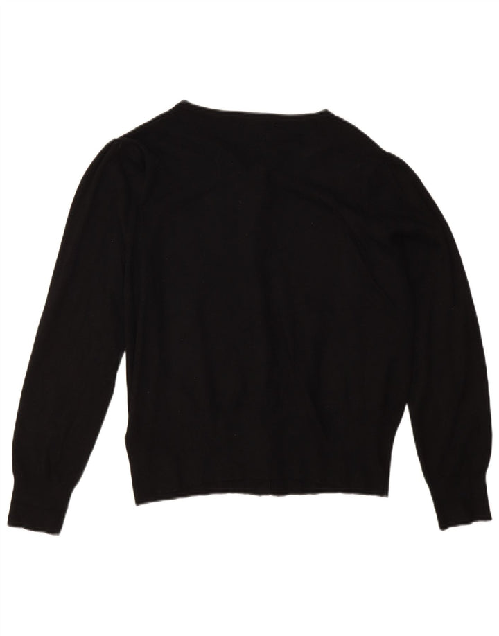 Suéter cardigã feminino Marks & Spencer UK 14 grande viscose preta