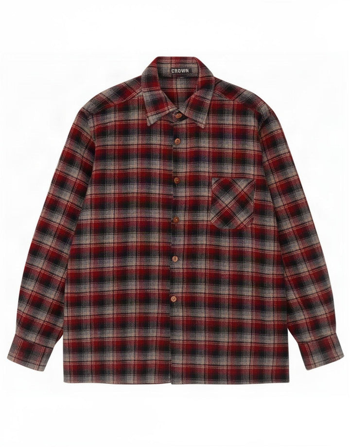 Camisa masculina de flanela Crown xadrez vermelho médio