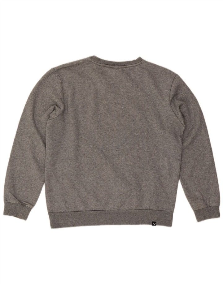 Puma masculino gráfico moletom jumper médio cinza algodão manchado