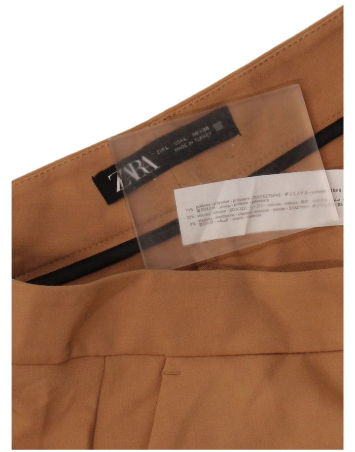 Calça Chino Flare Feminina Zara Grande W30 L31 Marrom Poliéster