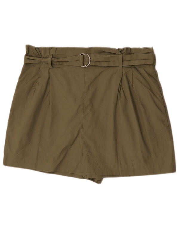 Shorts casuais femininos Zara XL W32 algodão cáqui