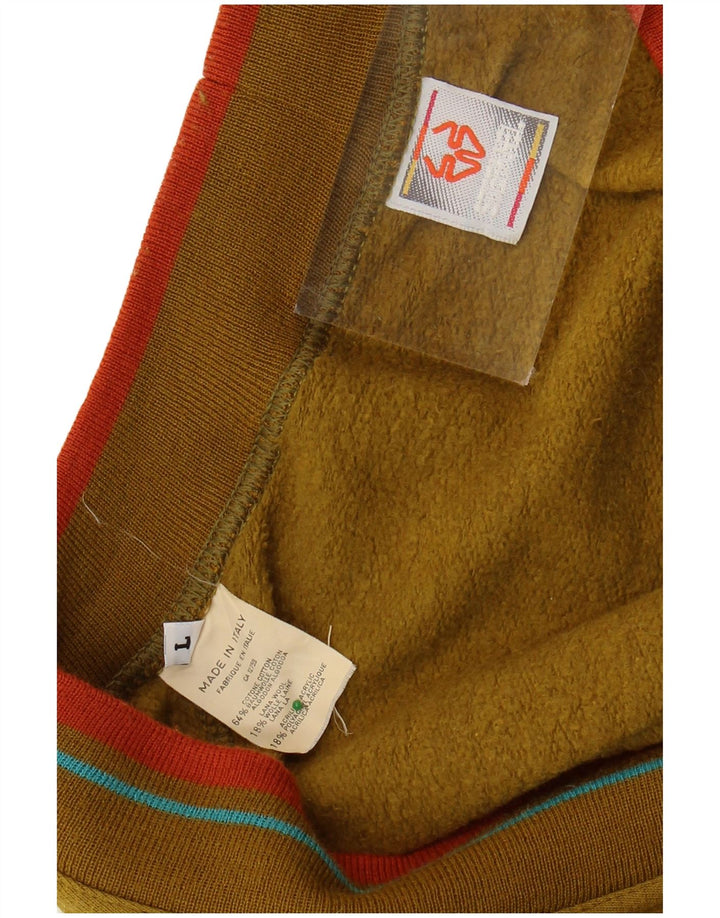 Suéter cardigã masculino Stefanel grande cáqui Fair Isle algodão