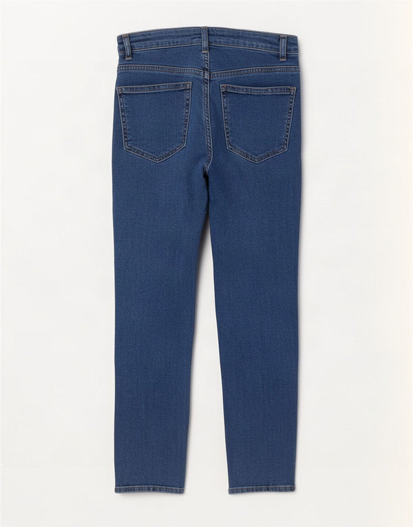 Calça jeans reta feminina MINT VELVET UK 10 pequena W27 L26 algodão azul