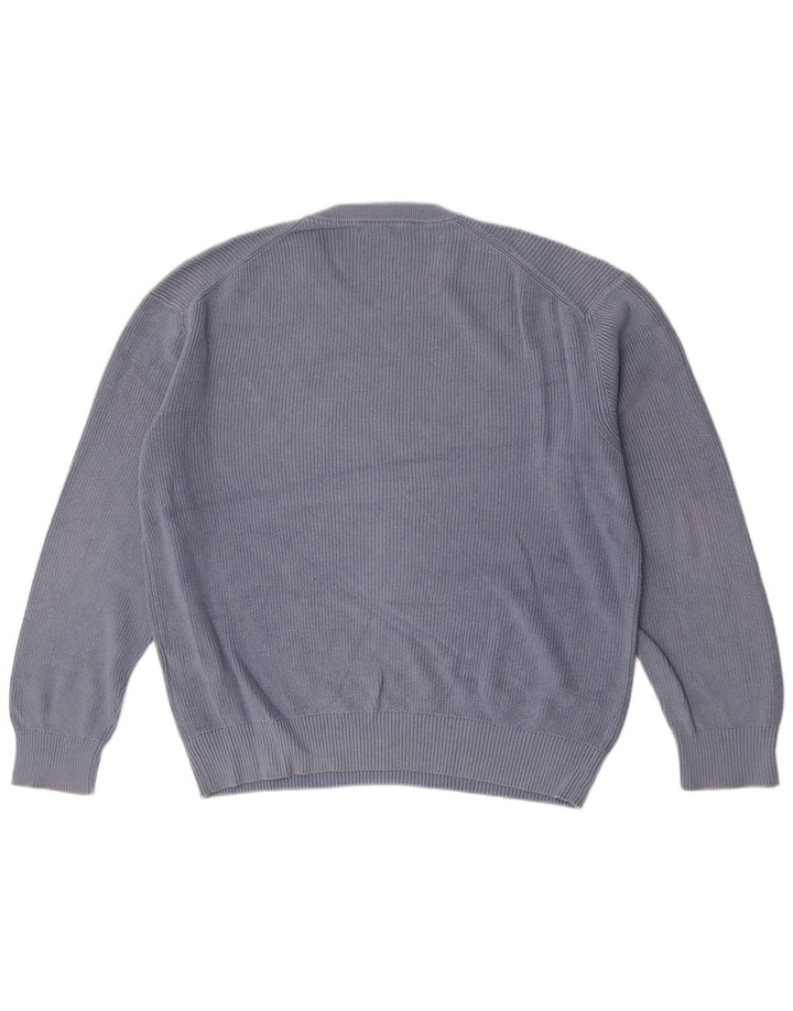 Zara Suéter masculino com gola redonda grande algodão azul