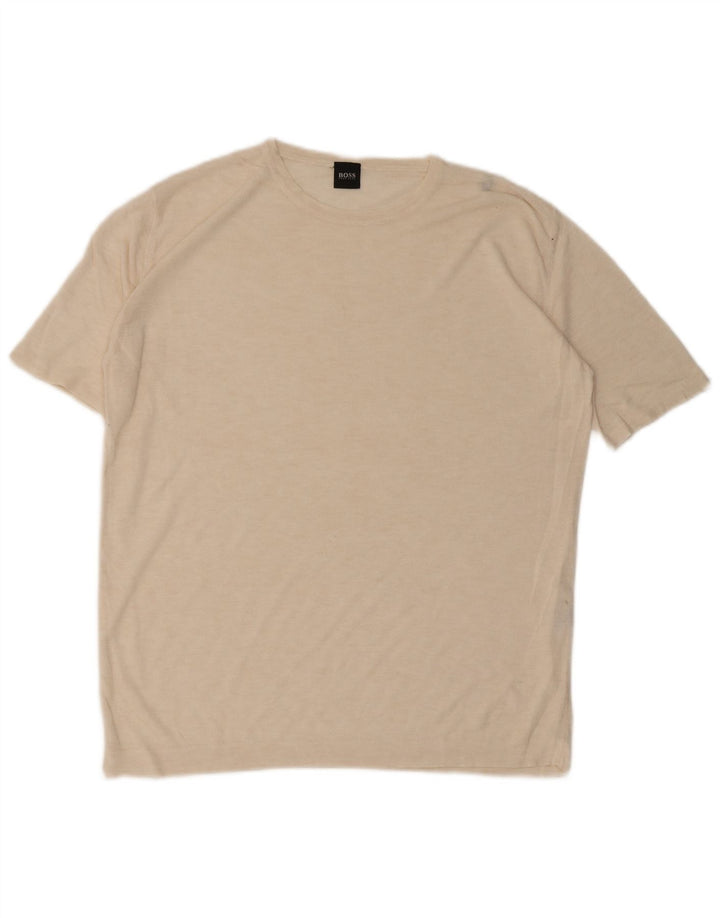 Camiseta masculina HUGO BOSS Top IT 52 Viscose Bege Grande