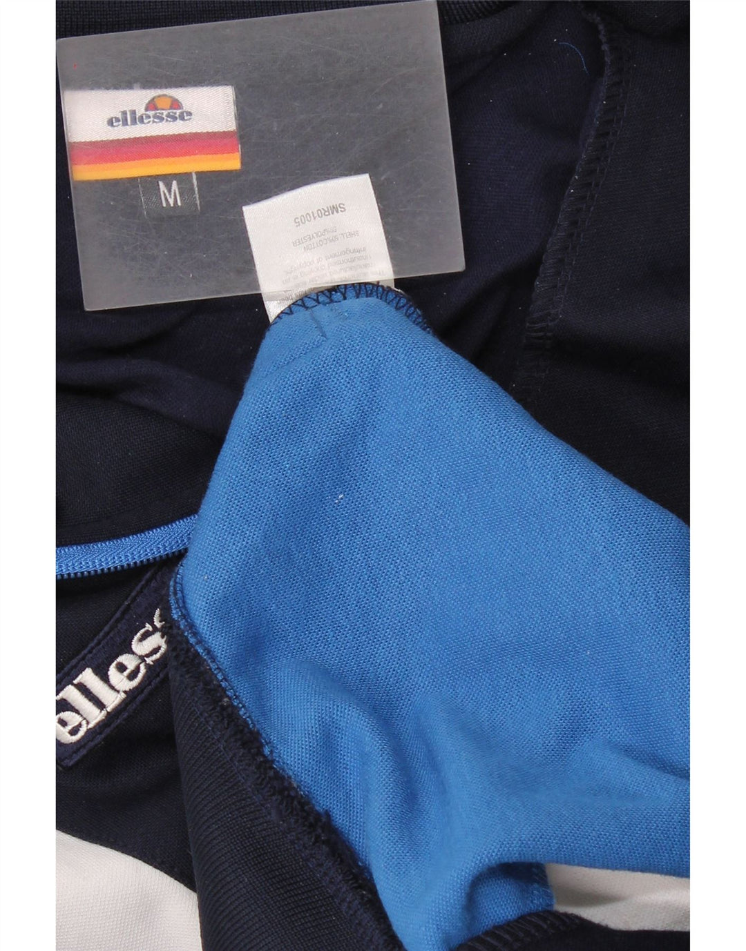 Ellesse Jaqueta masculina de agasalho médio azul marinho algodão colorblock