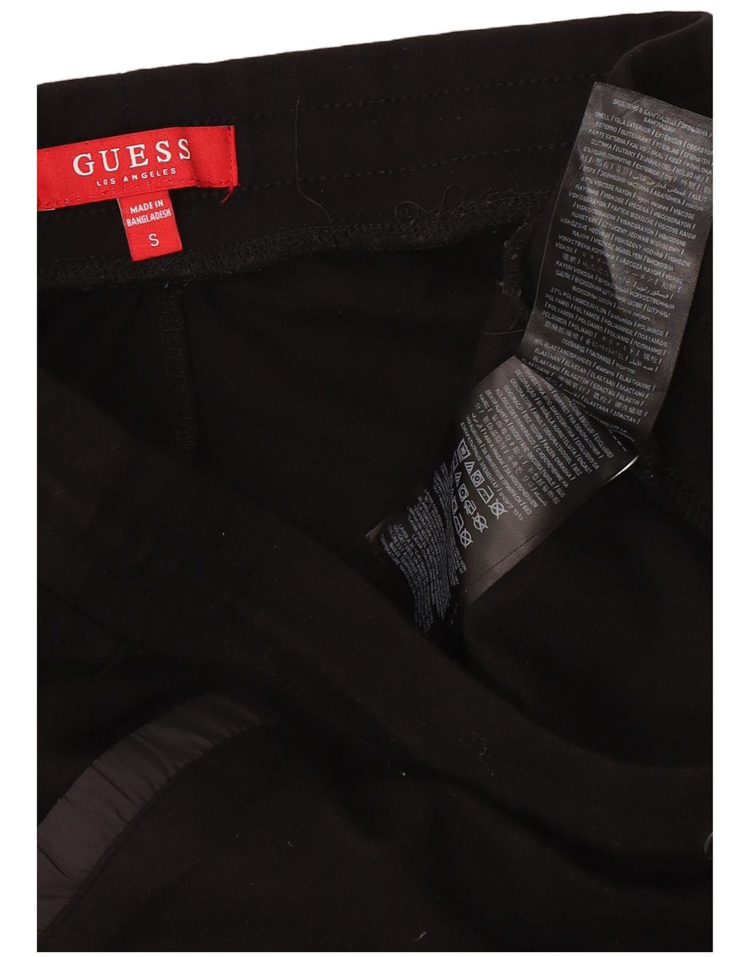 Guess Calça de treino masculina Joggers pequena viscose preta