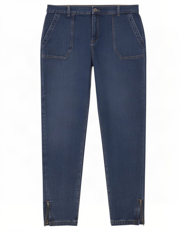 Calça jeans feminina Marks & Spencer Tapered UK 20 2XL W40 L29 azul algodão