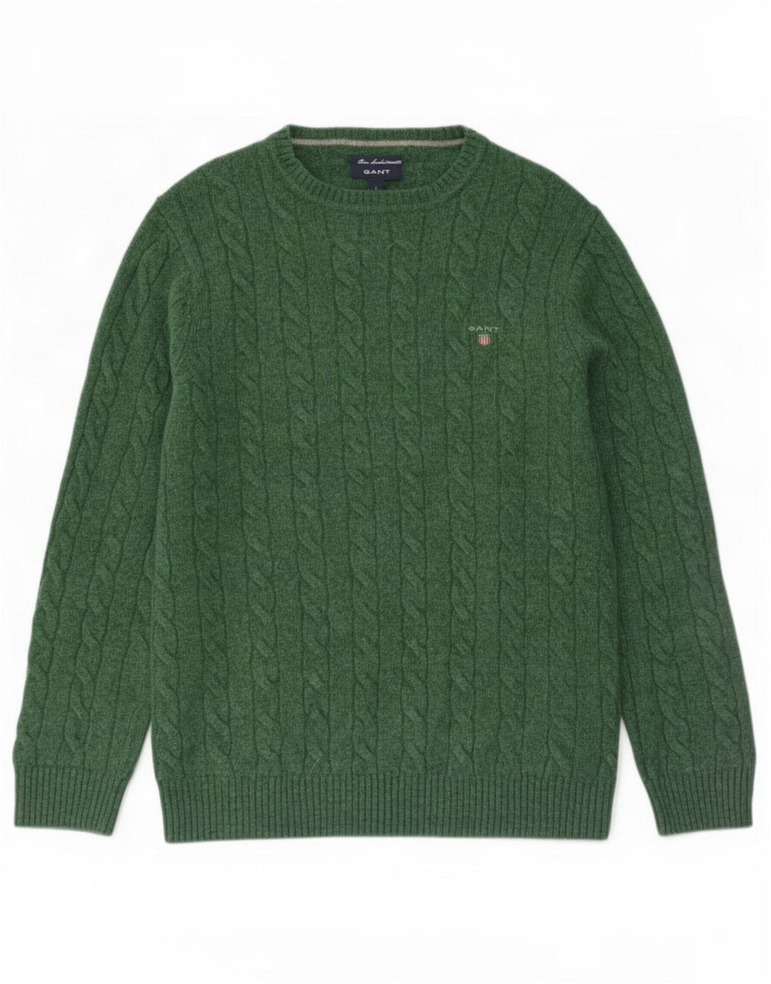 Suéter masculino Gant com gola canoa e lã de carneiro verde grande