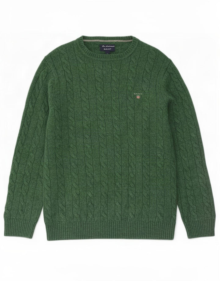 Suéter masculino Gant com gola canoa e lã de carneiro verde grande