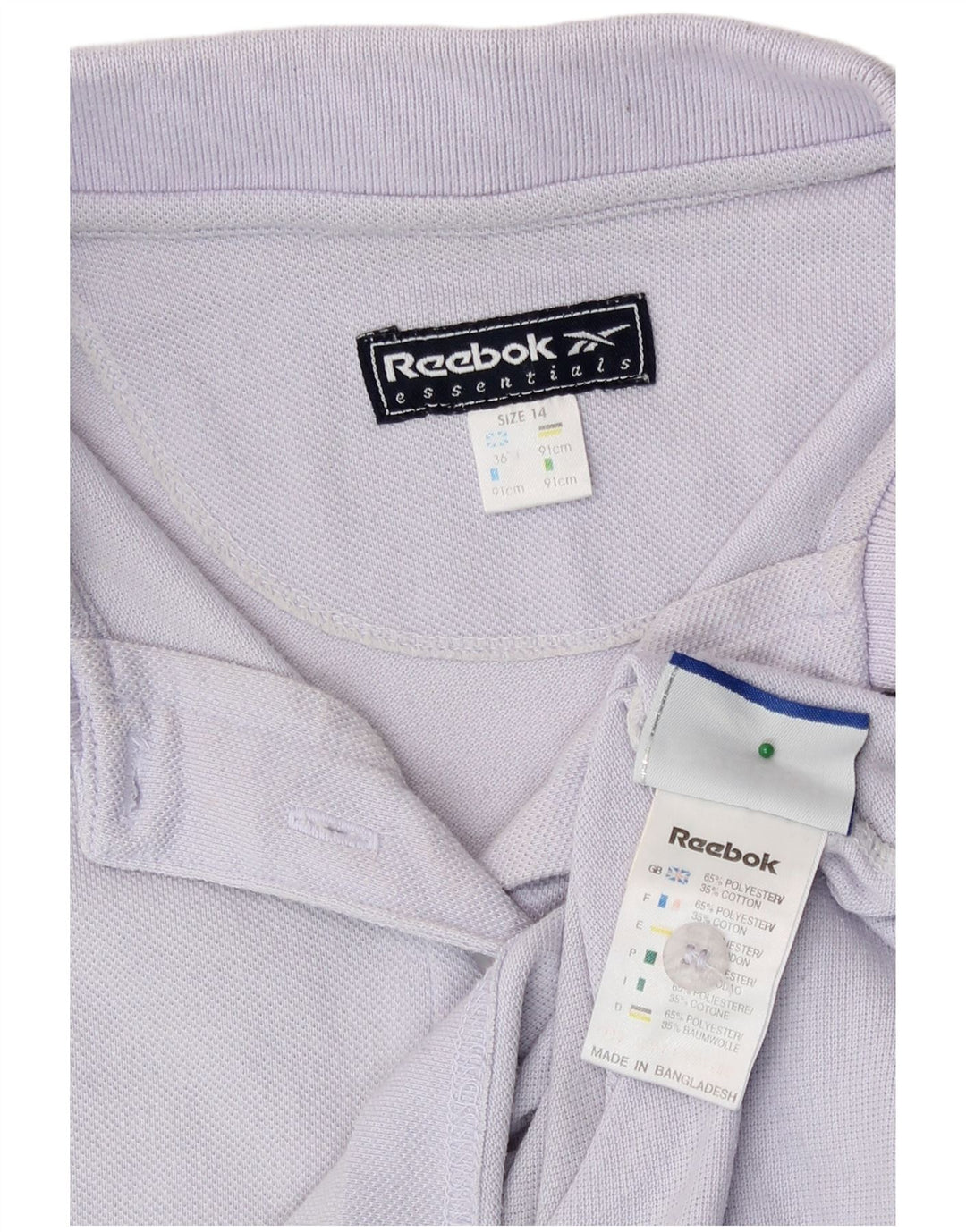 Polo feminino Reebok UK 14 grande roxo poliéster