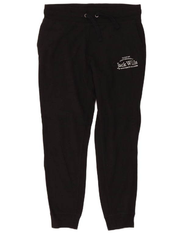 Jack Wills Calça feminina de treino cropped Joggers Reino Unido 12 algodão preto médio