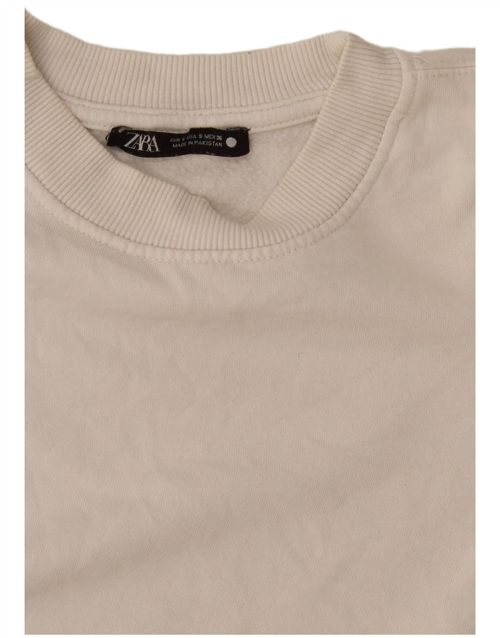 Zara Womens Crop Sweatshirt Jumper Reino Unido 10 Pequeno Branco