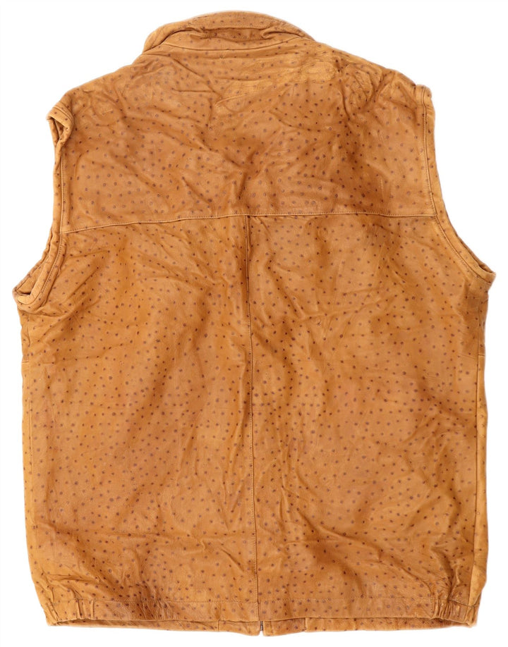 Colete de couro masculino VINTAGE IT 56 3XL marrom manchado