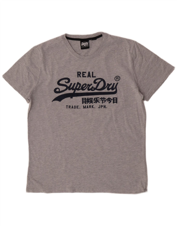 Camiseta gráfica masculina Superdry Top 2XL algodão cinza