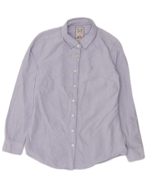 Camisa sob medida feminina da Crew Clothing UK 12 algodão azul médio