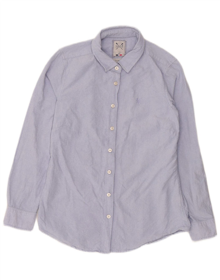 Camisa sob medida feminina da Crew Clothing UK 12 algodão azul médio