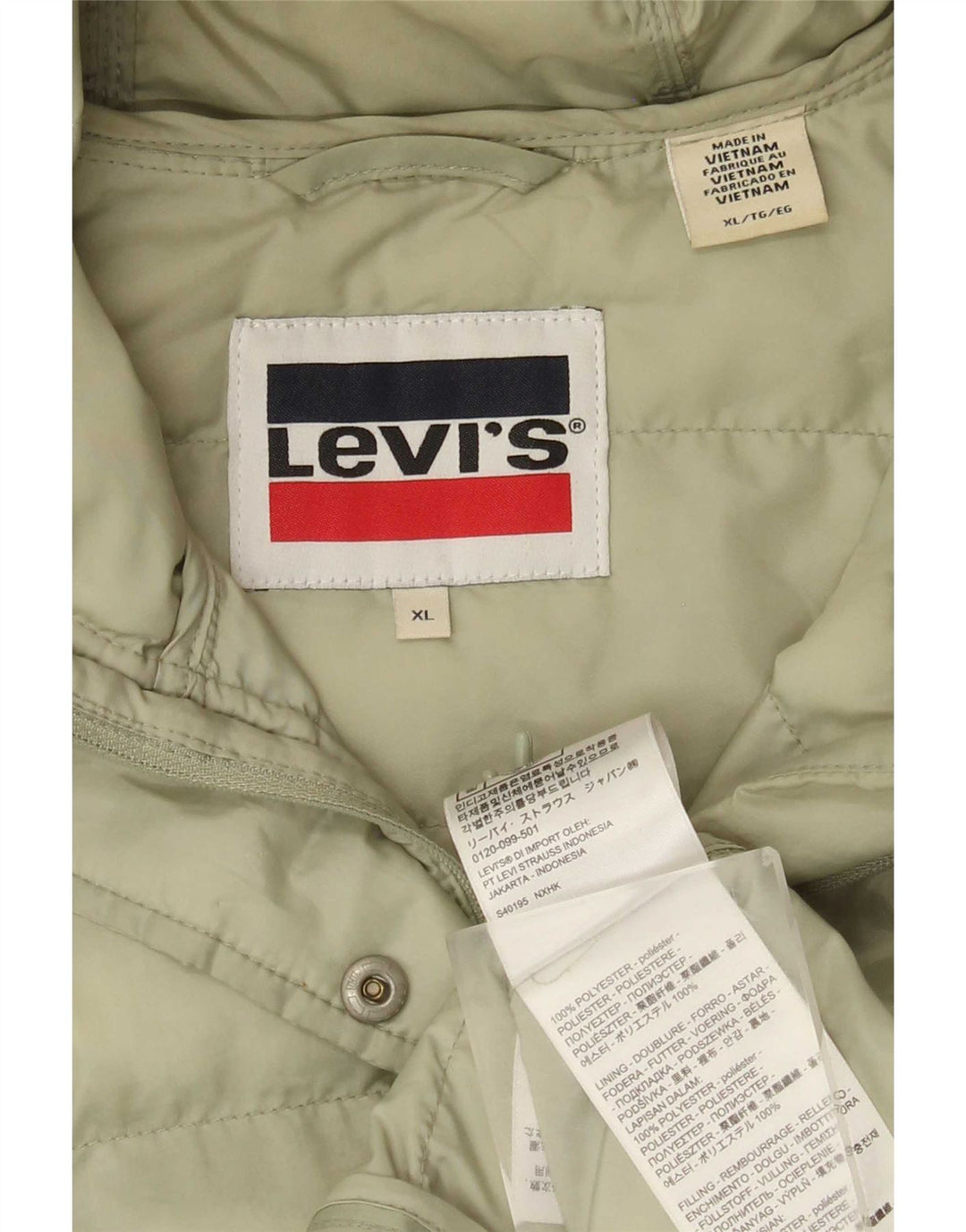 Jaqueta acolchoada com capuz feminina Levi's UK 18 XL verde poliéster