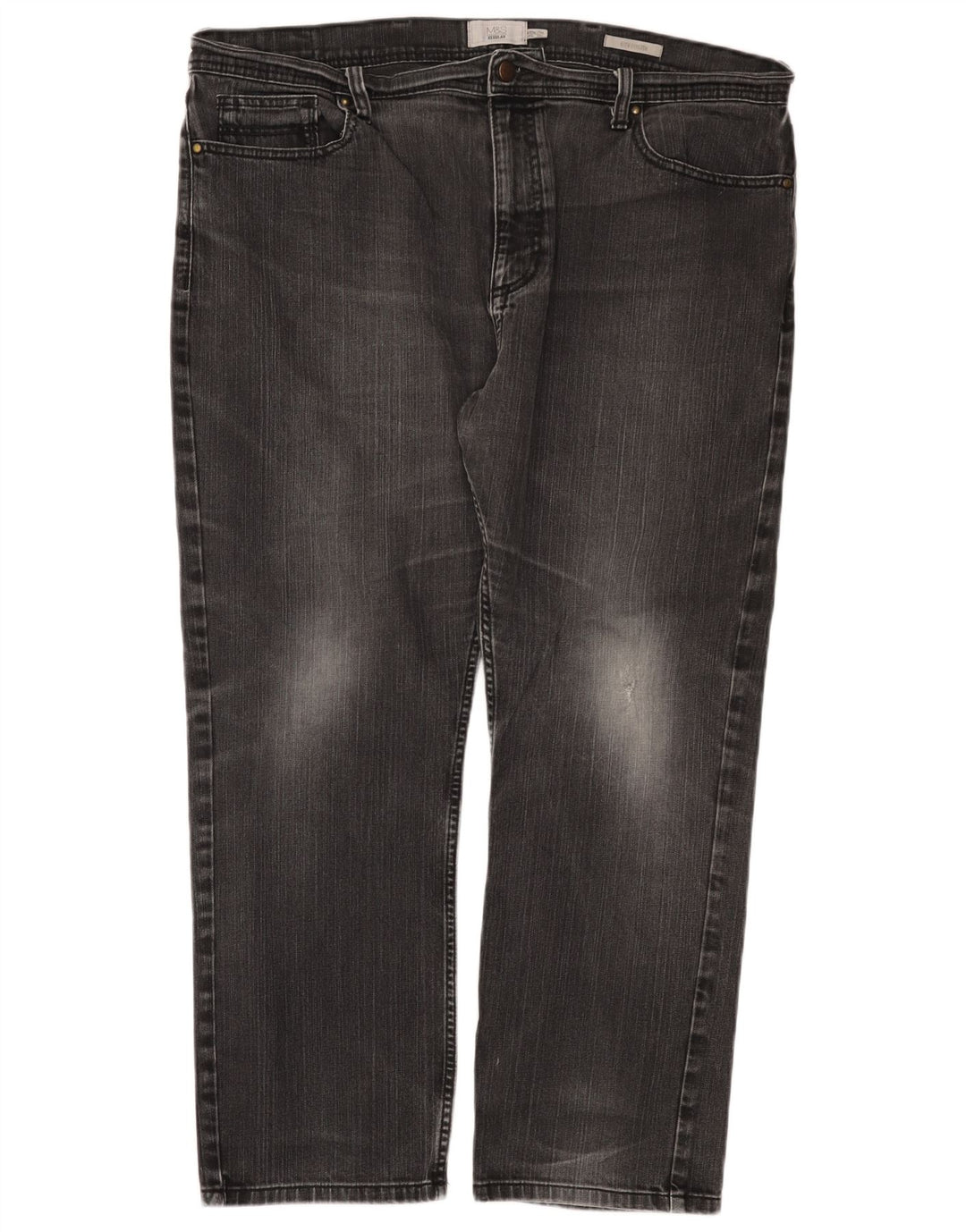 Calça jeans reta regular masculina Marks & Spencer W40 L29 algodão preto