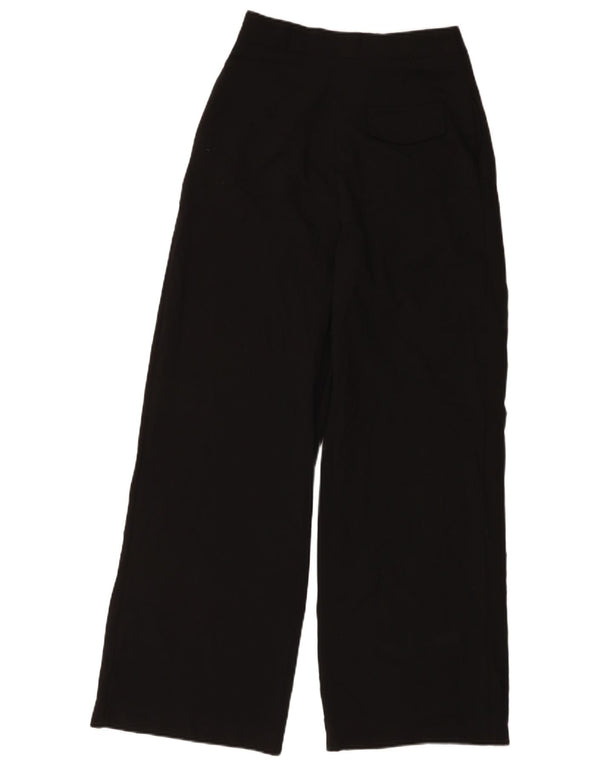 Zara Calça feminina casual cintura alta com pregas pequena W26 L30 poliéster preto