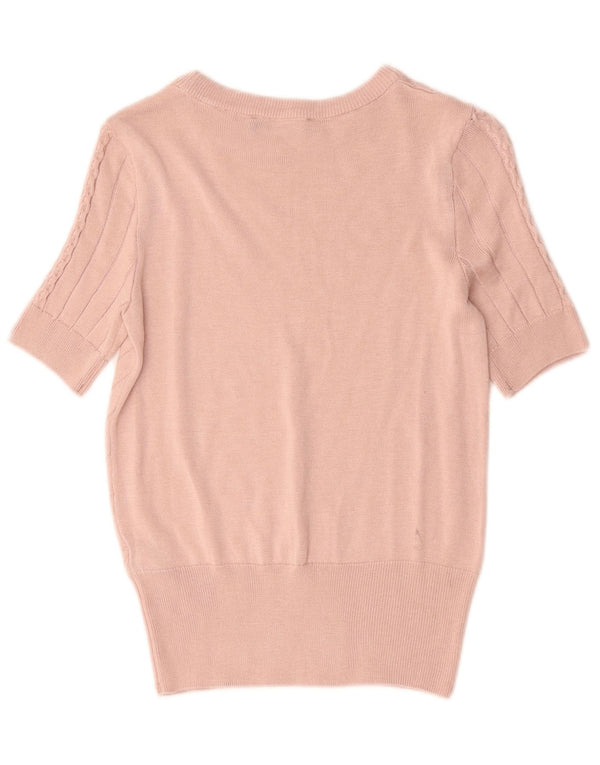 Suéter feminino Marks & Spencer com gola redonda Reino Unido 8 pequeno rosa
