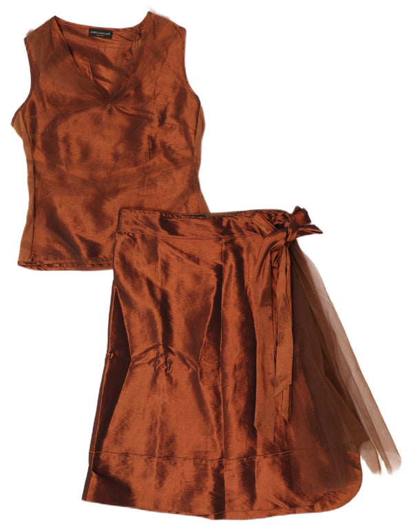 Conjunto de saia feminina James Lakeland com 2 peças Reino Unido 14 grande W32 marrom nylon