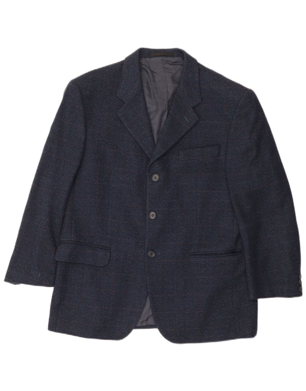 Jaqueta blazer masculina Vestra com 3 botões Reino Unido 40 grande espinha de peixe azul marinho