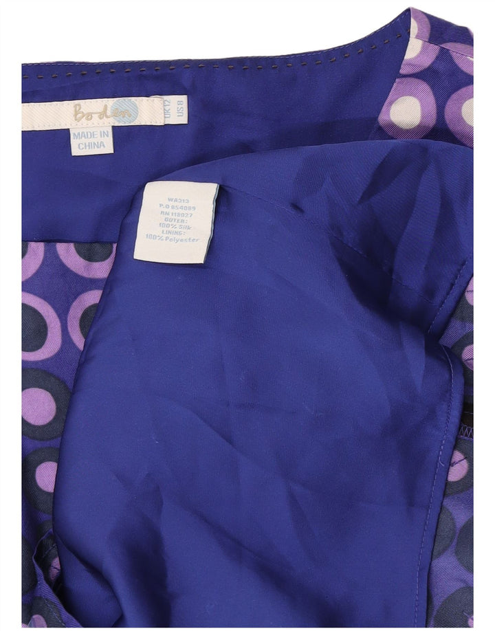 Vestido feminino Boden com bainha UK 12 médio multicolorido geométrico de seda moderno