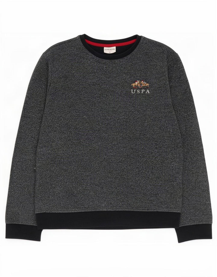 US Polo Assn. Moletom masculino Jumper médio algodão manchado azul marinho