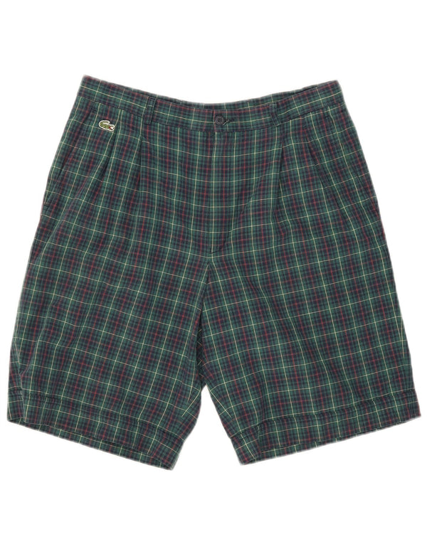 Shorts masculinos Lacoste Pegged Chino tamanho 42 médio W31 algodão xadrez verde