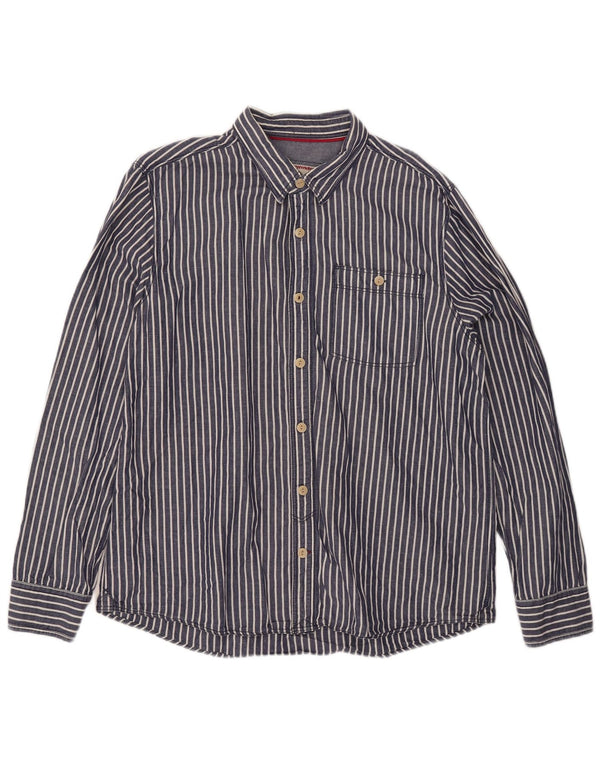 Camisa masculina FAT FACE XL algodão listrado azul marinho