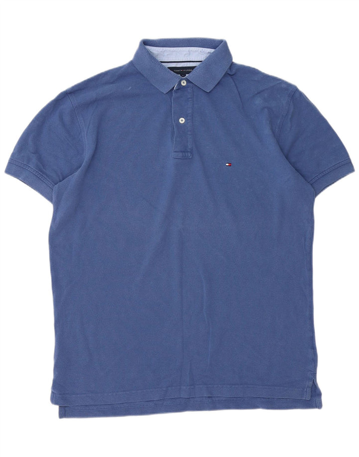 Camisa polo masculina Tommy Hilfiger grande algodão azul