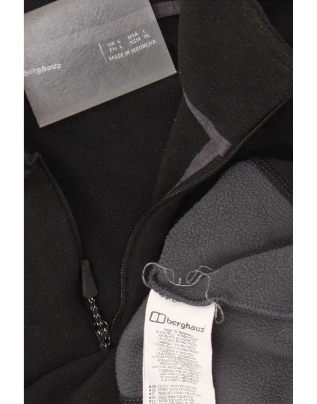 Berghaus Suéter masculino de lã com zíper e gola grande em poliéster colorblock preto